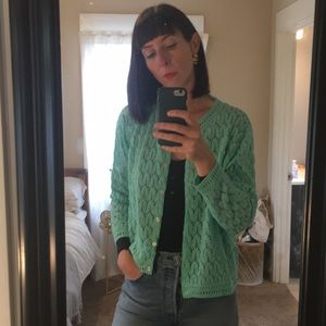 Vintage Turquoise Crocheted Cardigan